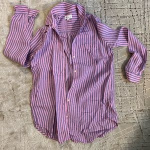 GAP Long Sleeve Striped Button Down Boyfriend Linen Shirt - Size XS